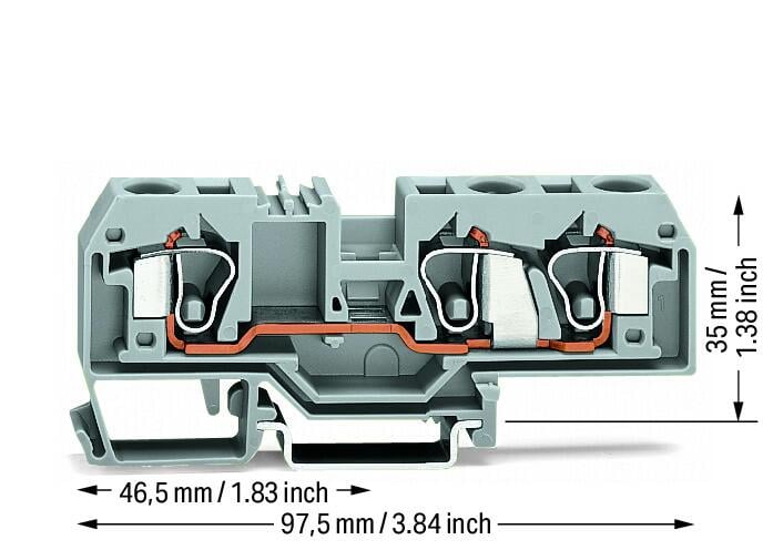 284-681 WAGO Borna de paso para 3 conductores; Gris