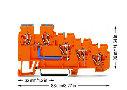 270-574 WAGO Borna de alimentación de sensores para 4 conductores; Naranja