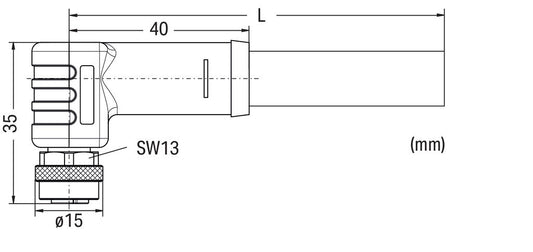 756-3502/050-075 WAGO Cable de alimentación; Conector macho M12L; acodado; 5 polos; Longitud 7,5 m