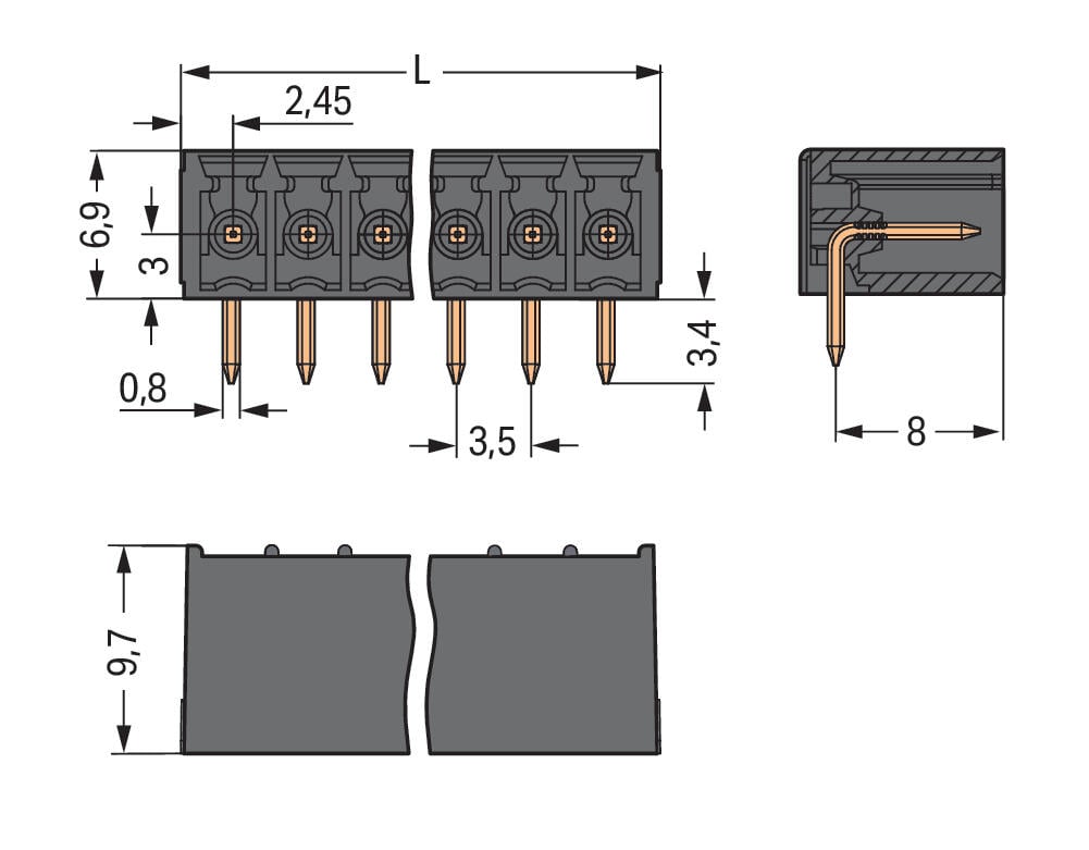 714-176 WAGO Conector macho THT; 16 polos; negro