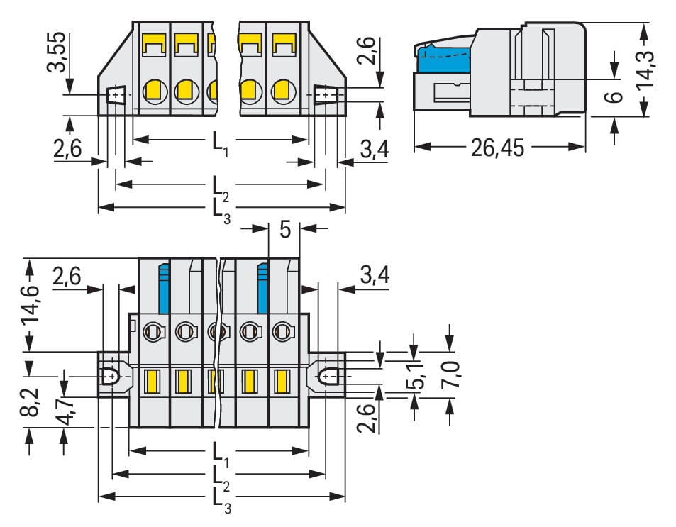 721-106/031-000 WAGO Conector hembra para 1 conductor; gris claro