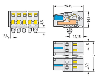 721-107/008-000 WAGO Conector hembra para 1 conductor; gris claro