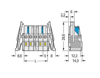 721-107/037-000 WAGO Conector hembra para 1 conductor; gris claro