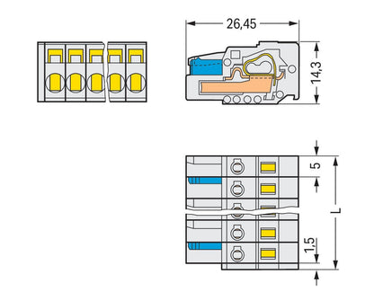 721-108/026-000 WAGO Conector hembra para 1 conductor; gris claro