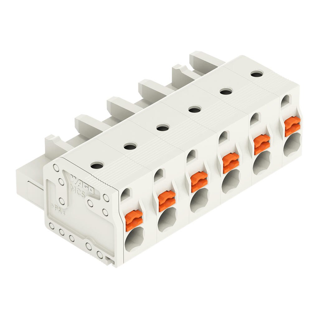 2721-206/026-000 WAGO Conector hembra para 1 conductor; 6 polos; Gris claro
