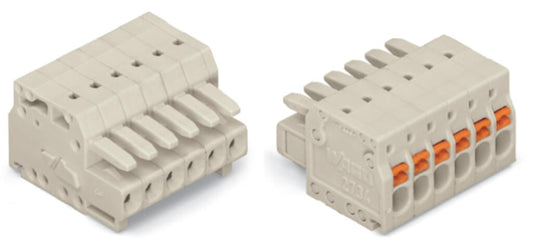 2734-105 WAGO Conector hembra para 1 conductor; 5 polos; Gris claro
