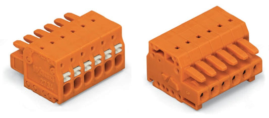 2734-206 WAGO Conector hembra para 1 conductor; 6 polos; Naranja