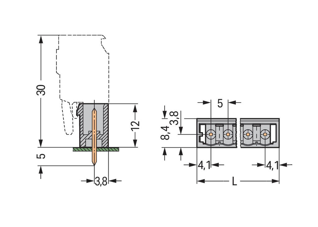 Conector macho THT_231-132_001-000