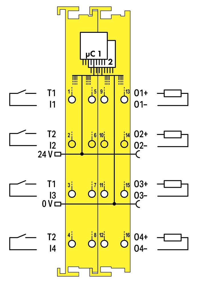 750-667/000-004 WAGO Entrada/salida digital segura, 4/4 canales; 24 V DC; 2A; PROFIsafe