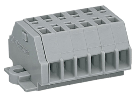 260-106 WAGO Regleta de bornas para 2 conductores; 6 polos; Gris