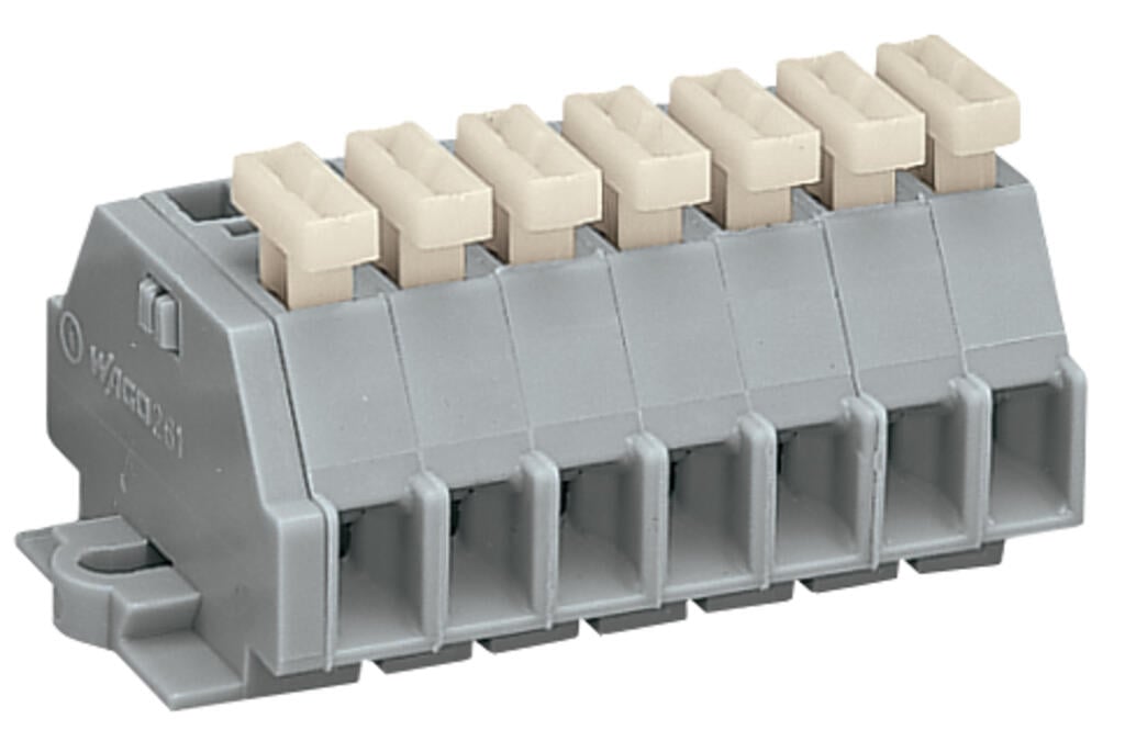 261-107/331-000 WAGO Regleta de bornas para 2 conductores; 7 polos; Gris