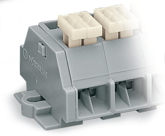 261-202/332-000 WAGO Regleta de bornas para 4 conductores; 2 polos; Gris