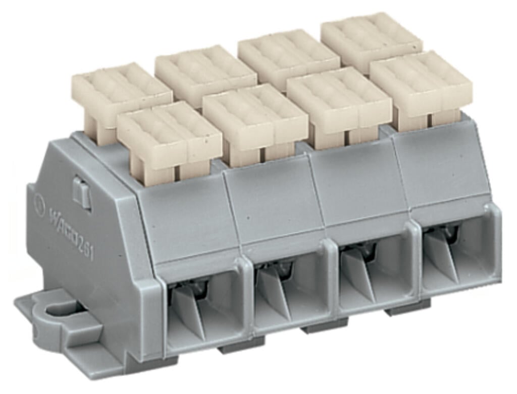 261-204/342-000 WAGO Regleta de bornas para 4 conductores; 4 polos; Gris