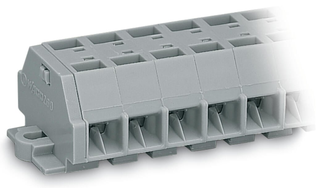 260-257 WAGO Regleta de bornas para 4 conductores; 7 polos; Gris