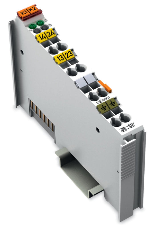 750-513/000-001 WAGO Salida relé, 2 canales; 250 V AC; 2,0 A; libre de potencial; sin contactos de potencia; 2 contactos de cierre