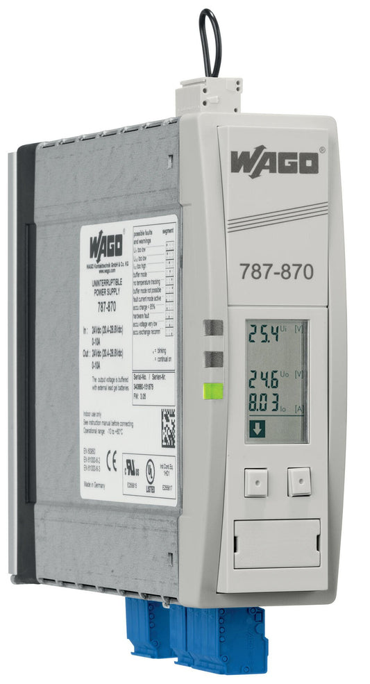 787-870 WAGO Unidad de carga y de control SAI; Tensión de entrada 24V DC; Tensión de salida 24V DC; Corriente de salida 10A